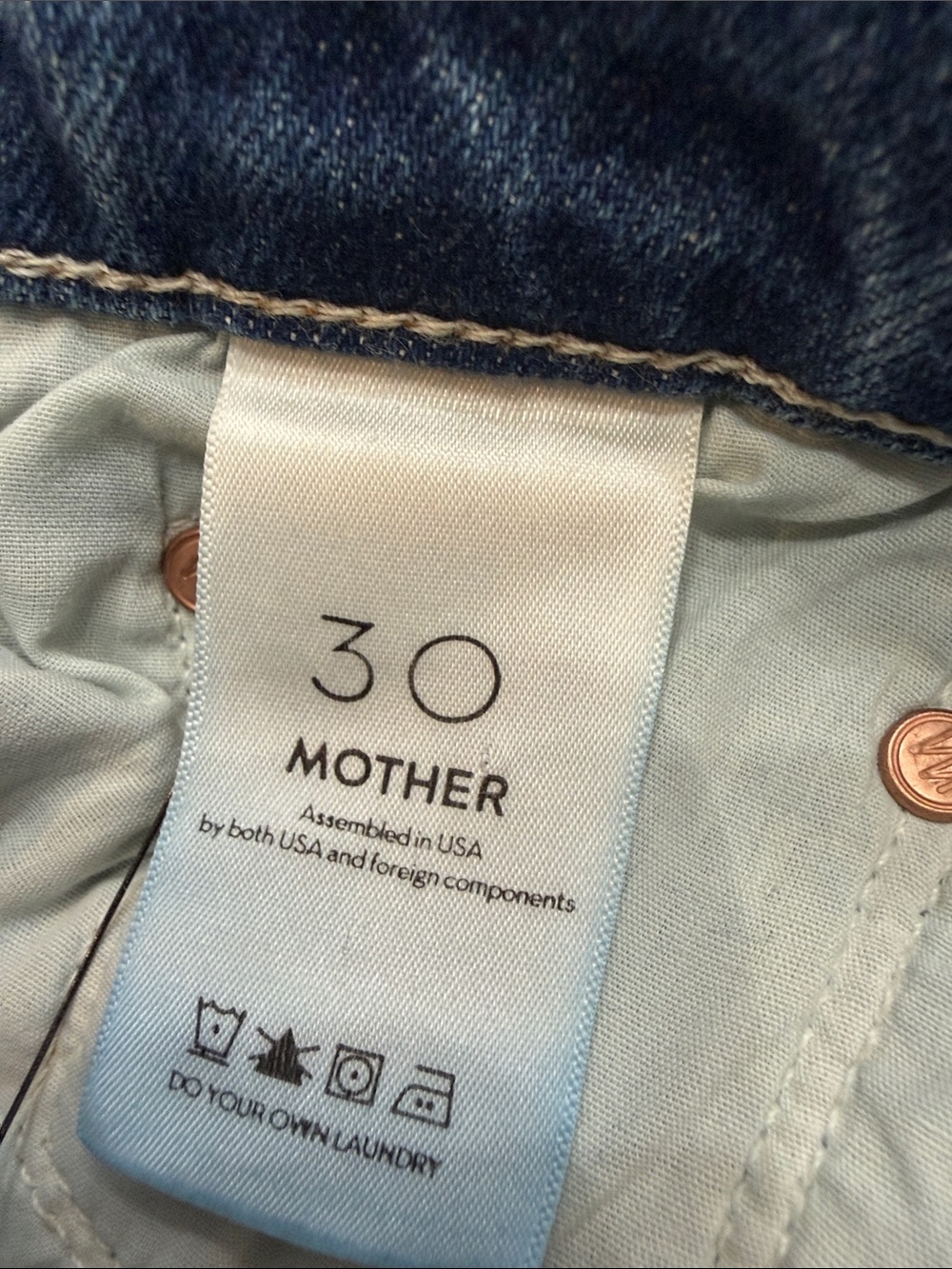 MOTHER Blue Distressed Flare Jeans - Picture 12 of 15